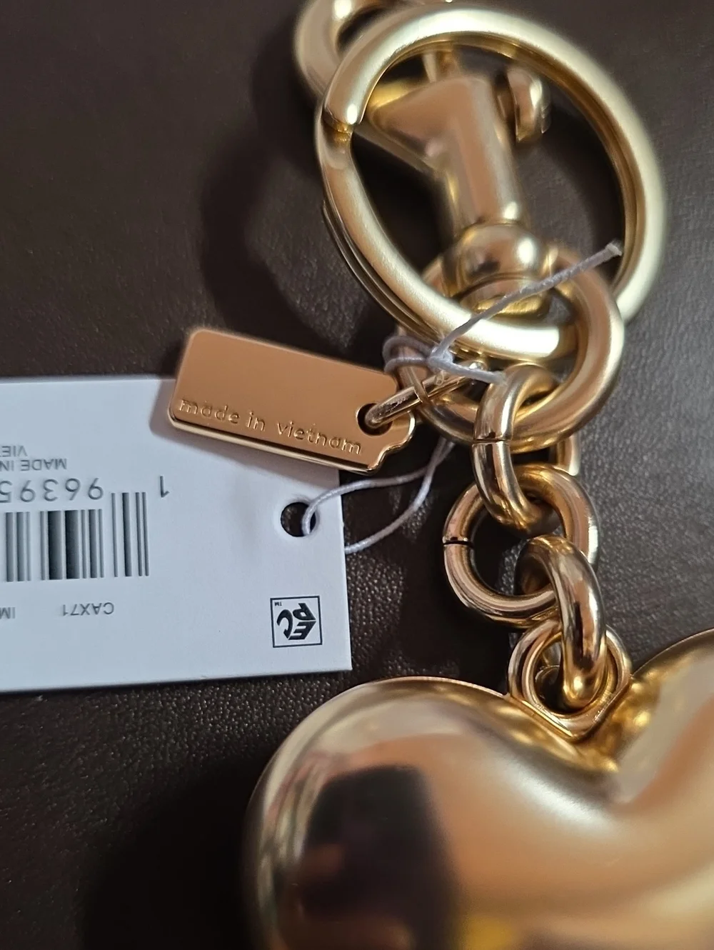 Coach Huge Heart Keychain Charm W/ Dog Clip Nwt
